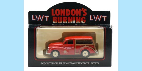 LLEDO: LP065 010 - 1960 MORRIS MINOR TRAVELLER - LONDON'S BURNING - MINT -  BOXED