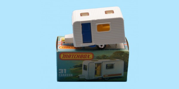 MATCHBOX SUPERFAST: 31C CARAVAN - WHITE/BLUE DOOR - BOX K - MINT
