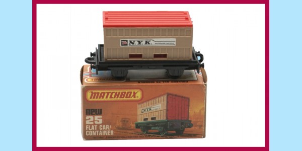 MATCHBOX SUPERFAST: 25C FLAT CAR/CONTAINER - 'NYK' - BOX L - MINT