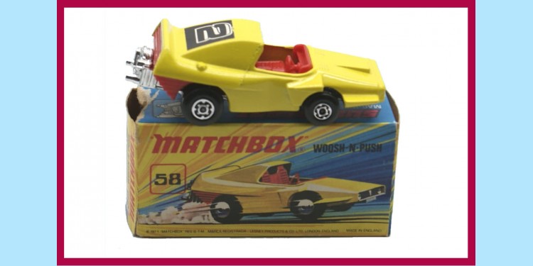MATCHBOX SUPERFAST: 58B WOOSH N PUSH - YELLOW/RED - BOX  I2 - NEAR MINT
