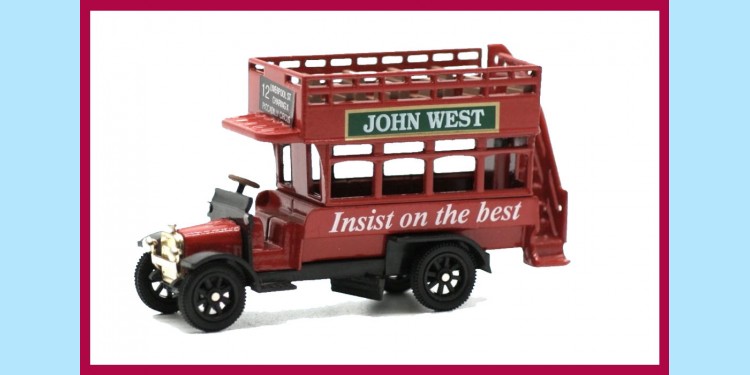 OXFORD: B003 AEC THORNYCROFT DOUBLE DECK BUS - JOHN WEST - MINT -  NEW